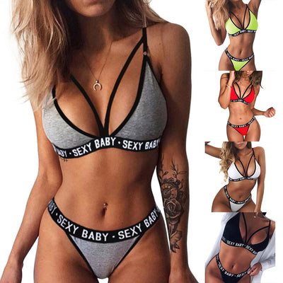 Bikini con Estampado de Letras Sexy
