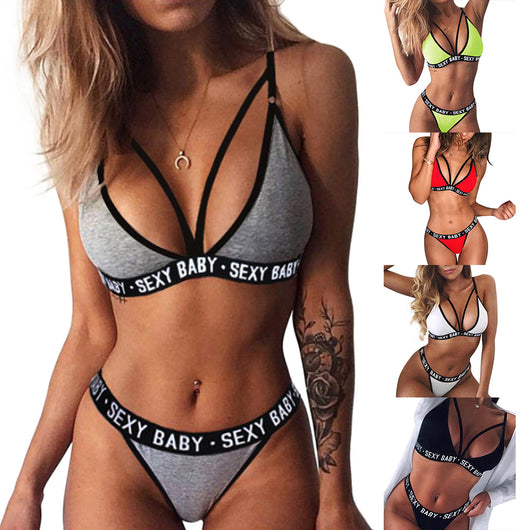Bikini con Estampado de Letras Sexy