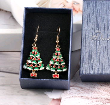 Aretes Navideños Árbol de Navidad - Pendientes Elegantes para Fiestas