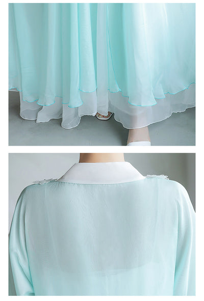 Hanfu Retro Cuello V con Flores 3D y Combinación de Colores - Image 14