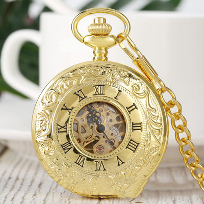Reloj de Bolsillo Vintage Doble Apertura con Tallado Hueco - Unisex - Image 12