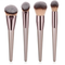 Set de Brochas de Maquillaje con Mango de Madera y Acabado Oro Champagne