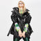 Abrigo Parka Mujer Plumas de Pato Blanco Cintura Ajustable Brillo Plateado