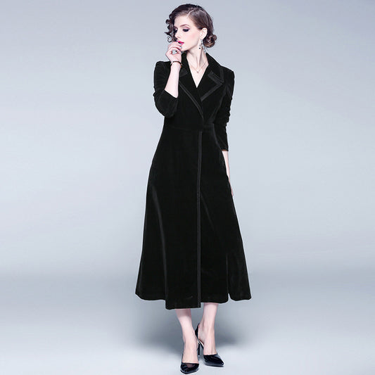 Abrigo Largo de Terciopelo Europeo - Chaqueta Corta Elegante