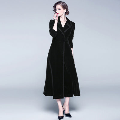 Abrigo Largo de Terciopelo Europeo - Chaqueta Corta Elegante