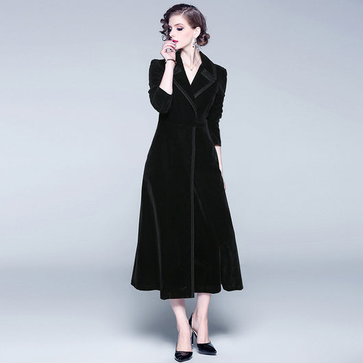 Abrigo Largo de Terciopelo Europeo - Chaqueta Corta Elegante