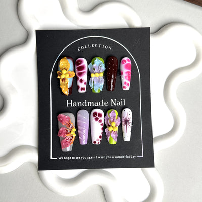 Uñas Postizas 3D con Diseño Floral Tallado Artesanal - Image 15