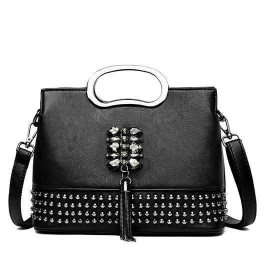 Bolso de Hombro Portátil con Remaches y Borla Trendy - Image 8