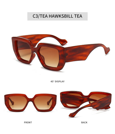 Beige square frame sunglasses with dark gray lenses, featuring a thick, fashion-forward design. - Image 23