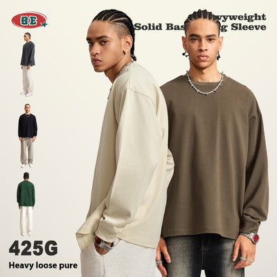 Camiseta Manga Larga Oversize para Hombre - Algodón Puro Otoño Invierno - Image 4