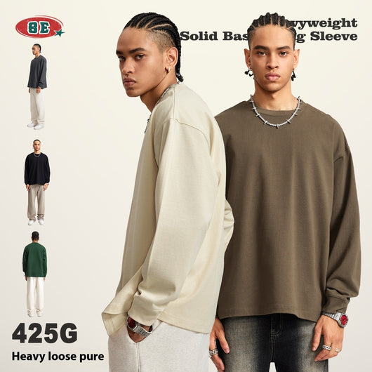 Camiseta Manga Larga Oversize para Hombre - Algodón Puro Otoño Invierno - Image 4