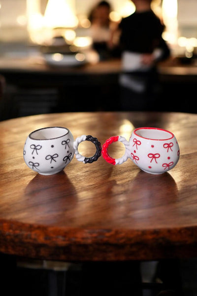 Juego de 2 Tazas de Cerámica 145ml con Textura Tejida para Café - Image 2