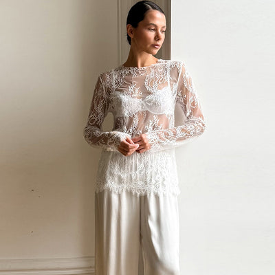Blusa de Encaje Elegante y Sensual Estilo Francés - Image 6