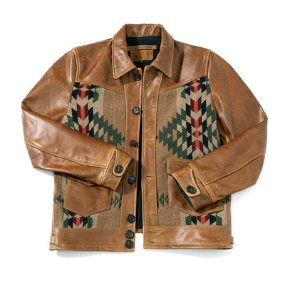 Chaqueta de Cuero Encerado Estilo Retro Americano para Hombre