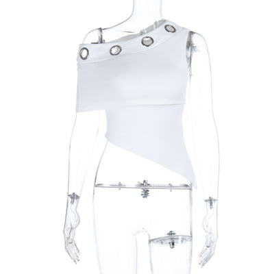 Top Cropped Ajustado con Hombros Sesgados y Espalda Abierta - Image 5