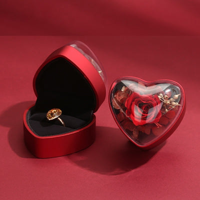 Anillos y Colgantes de Rosas Preservadas para San Valentín con Caja de Almacenamiento - Image 3