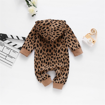 Mono Jumpsuit para Bebé Estampado Leopardo Marrón con Cierre - Image 3