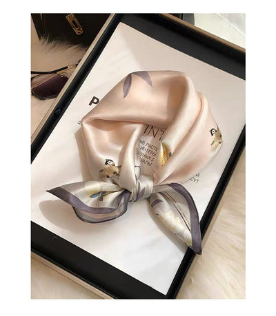 Pañuelo de Seda Beige Cuadrado para Mujer - Versátil y Fácil de Combinar - Image 65