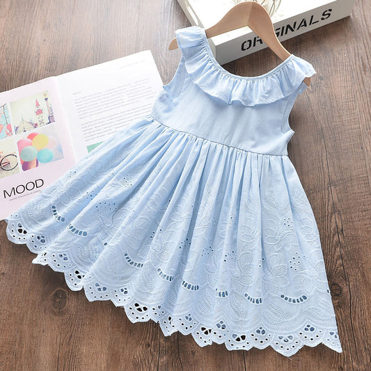 Vestido Infantil de Encaje Bordado con Malla - Image 2