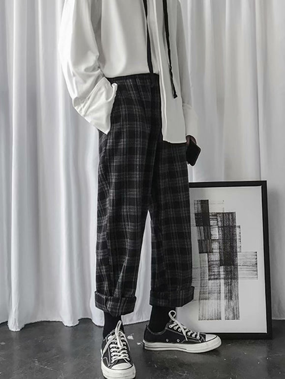 Pantalones Casuales Estilo Danza con Patrón Cuadros para Estudiantes