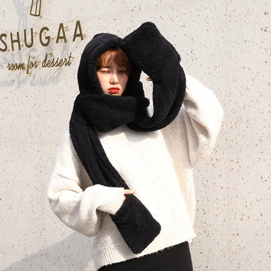 Set de Abrigo Invierno: Bufanda, Gorro y Guantes de Lana Gruesa Doble Capa