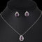 Water drop zircon earrings necklace Set Morado