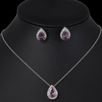 Conjunto de Aretes y Collar con Circonitas en Forma de Gota - Image 15