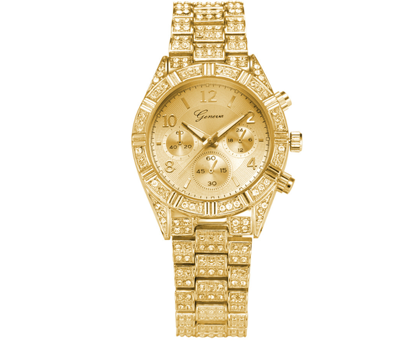 Reloj de Cuarzo Cristal para Mujer - Acero Inoxidable Lujo Geneva Sport