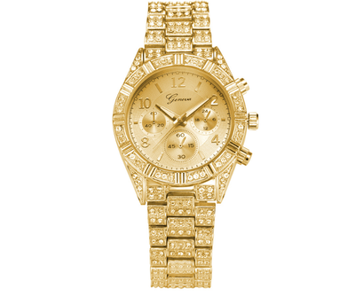 Reloj de Cuarzo Cristal para Mujer - Acero Inoxidable Lujo Geneva Sport