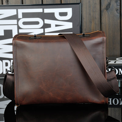 Bolsa de Cuero Crazy Horse para Hombre - Bandolera Retro con Cierre de Doble Giro - Image 3