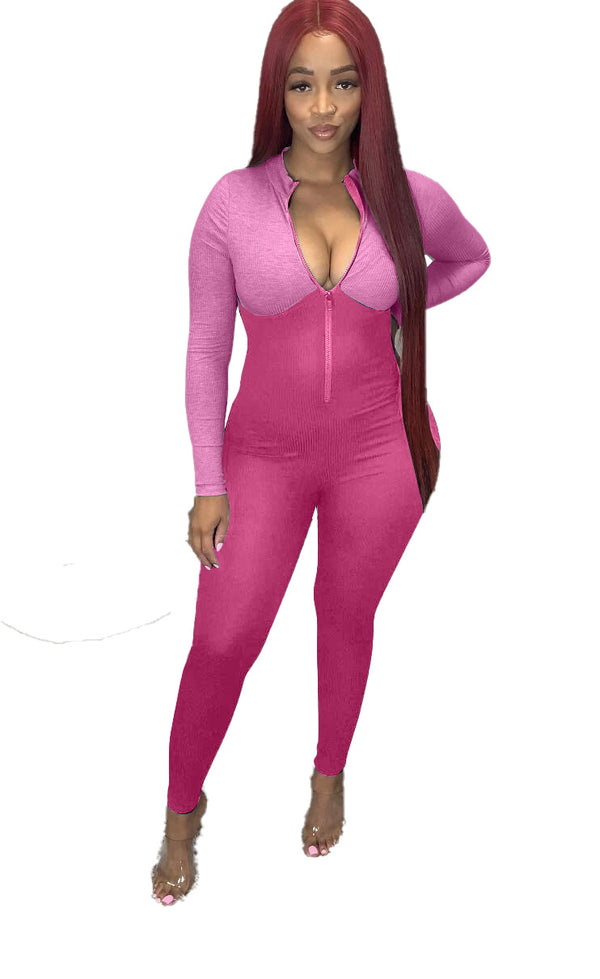 Jumpsuit Deportivo para Mujer con Cuello Alto y Cierre