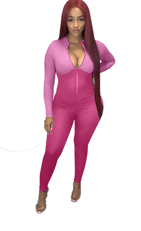 Jumpsuit Deportivo para Mujer con Cuello Alto y Cierre