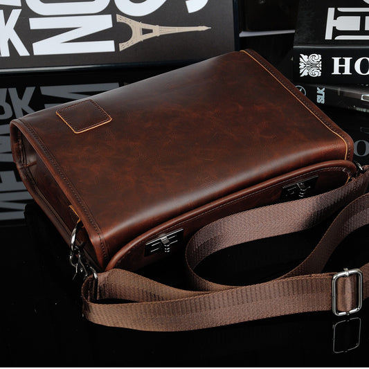 Bolsa de Cuero Crazy Horse para Hombre - Bandolera Retro con Cierre de Doble Giro