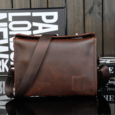Bolsa de Cuero Crazy Horse para Hombre - Bandolera Retro con Cierre de Doble Giro - Image 5