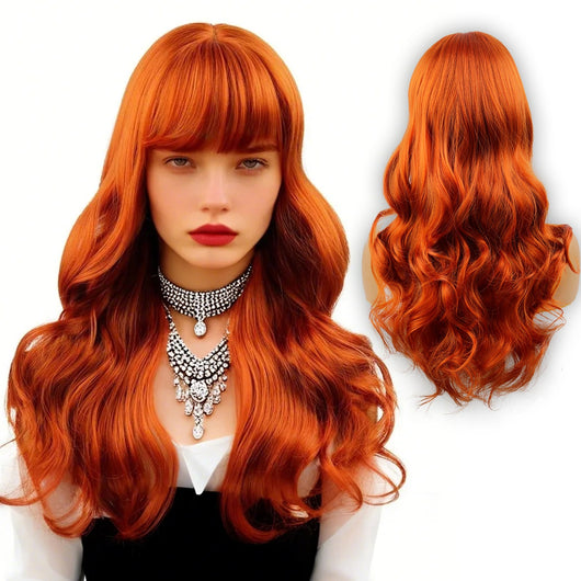 Peluca Sintética con Flequillo Ondulado para Mujer - Estilo Fashion - Image 8