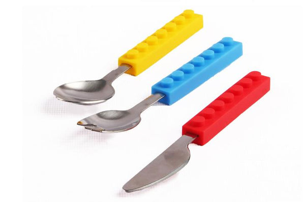 Set de Cubiertos Portátil para Niños - 3 Piezas en Silicona y Acero Inoxidable