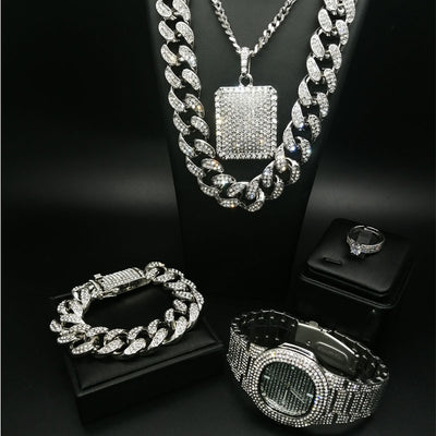 Conjunto de Cadena Cubana de Diamantes Completos Hip Hop para Hombre - Image 6