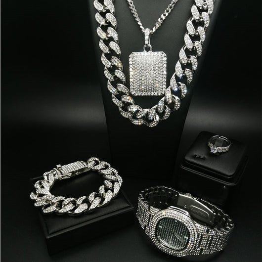 Conjunto de Cadena Cubana de Diamantes Completos Hip Hop para Hombre - Image 6