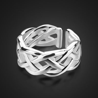 Anillo Trenzado Plateado con Tejido Entrelazado - Image 2