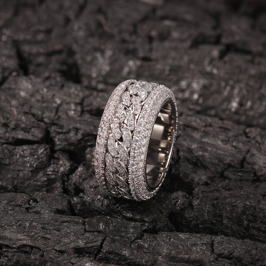 Anillo Cubano Giratorio Hip Hop con Microcircones