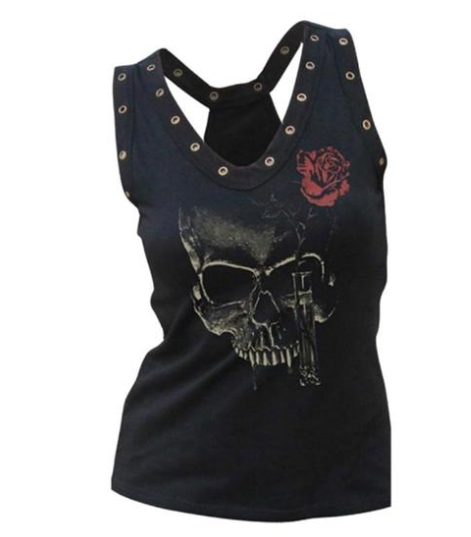 Musculosa Calavera Rosa con Tachas
