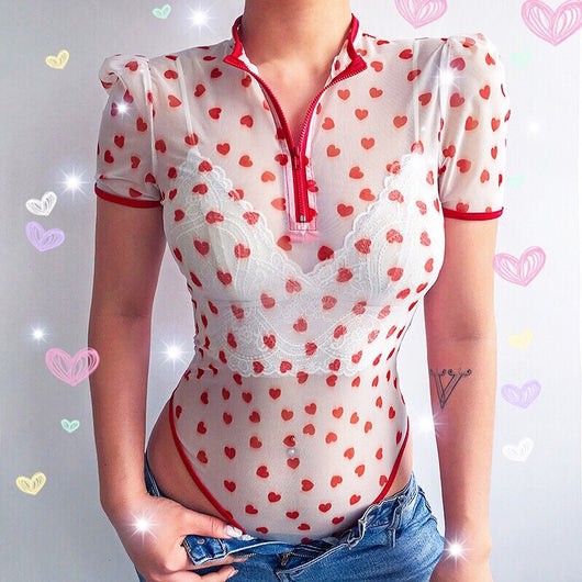 Mono Enterizo Sexy con Malla Transparente y Estampado para Primavera Verano