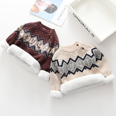 Suéter Tejido Retro Grueso Acolchado para Niños y Niñas