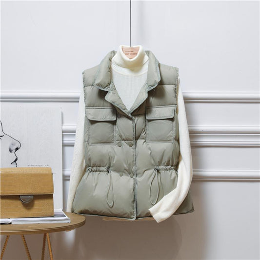 Chaleco de Algodón con Cuello Alzado para Mujer