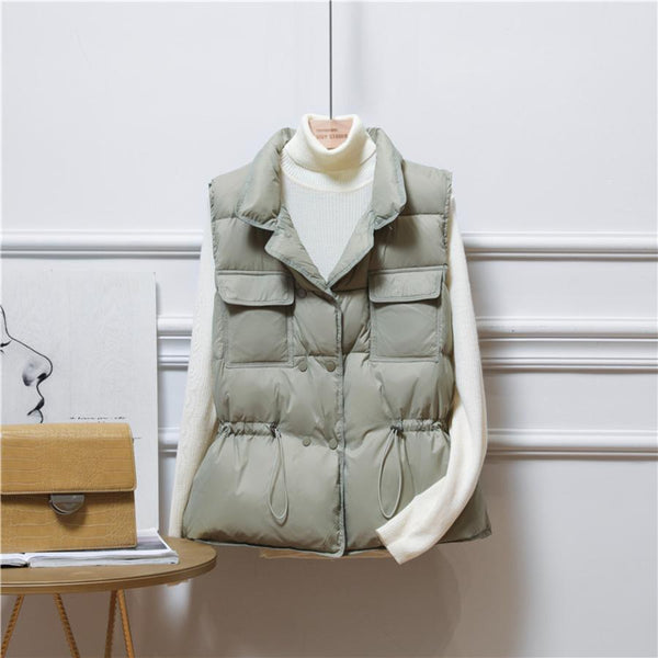Chaleco de Algodón con Cuello Alzado para Mujer
