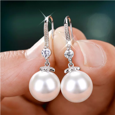 Aretes de Perla con Baño de Cobre Blanco - Diseño Coreano Femenino - Image 2