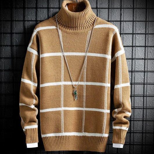 Suéter de Invierno para Niños Cuello Alto Estilo Coreano Tartán Cálido - Image 12
