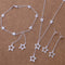 Conjunto de Joyería Plateada: Pulsera, Collar y Aretes Estrella