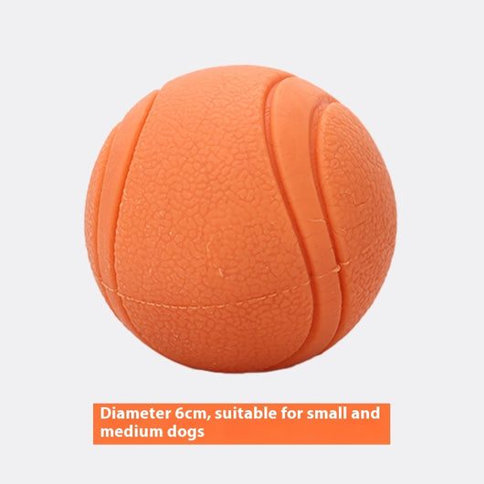 Orange rubber pet toy ball with textured surface and grooved lines, 5cm diameter, suitable for small dogs. - Image 15