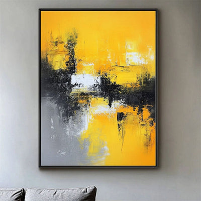 Cuadro Óleo Pintado a Mano - Mapa Decorativo Amarillo Texturizado Tamaño Grande - Image 3